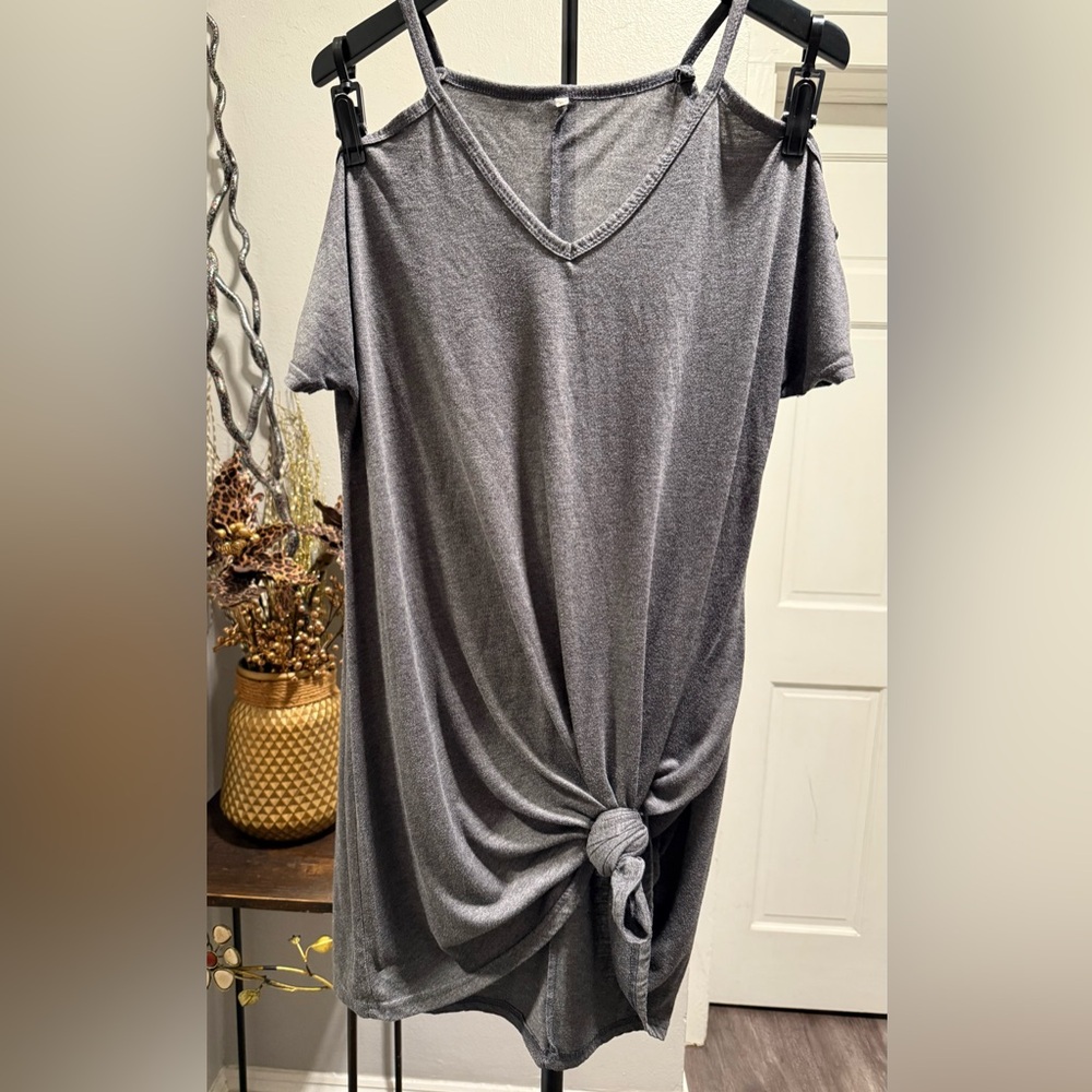 Grey Cold-Shoulder Versatile Dress Women’s Size M